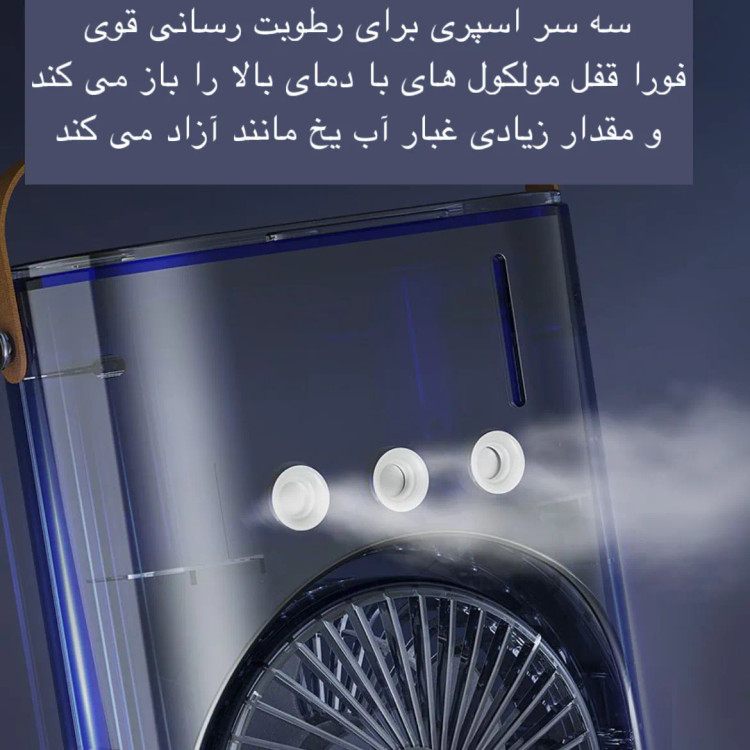 پنکه مه پاش رومیزی دو فن مدل چرخشی شارژی کنترل دار (اصلی)