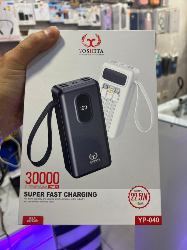 پاوربانک 22.5 وات یوشیتا مدل FAST CHARGE ظرفیت 30000 میلیآمپرساعت