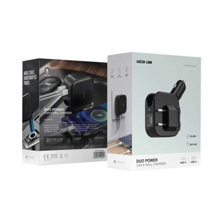 شارژر Green Lion Duo Power Car and Wall Charger