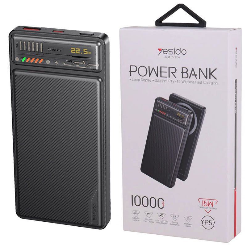 پاوربانک وایرلس یسیدو مدل YP57 ظرفیت 10000 میلی آمپر ساعت